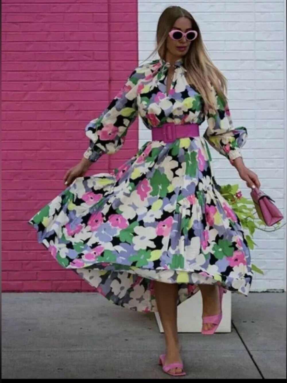 H&M X Rocky Barnes Floral Poplin Kaftan Dress Size XXL, Ltd Edition!